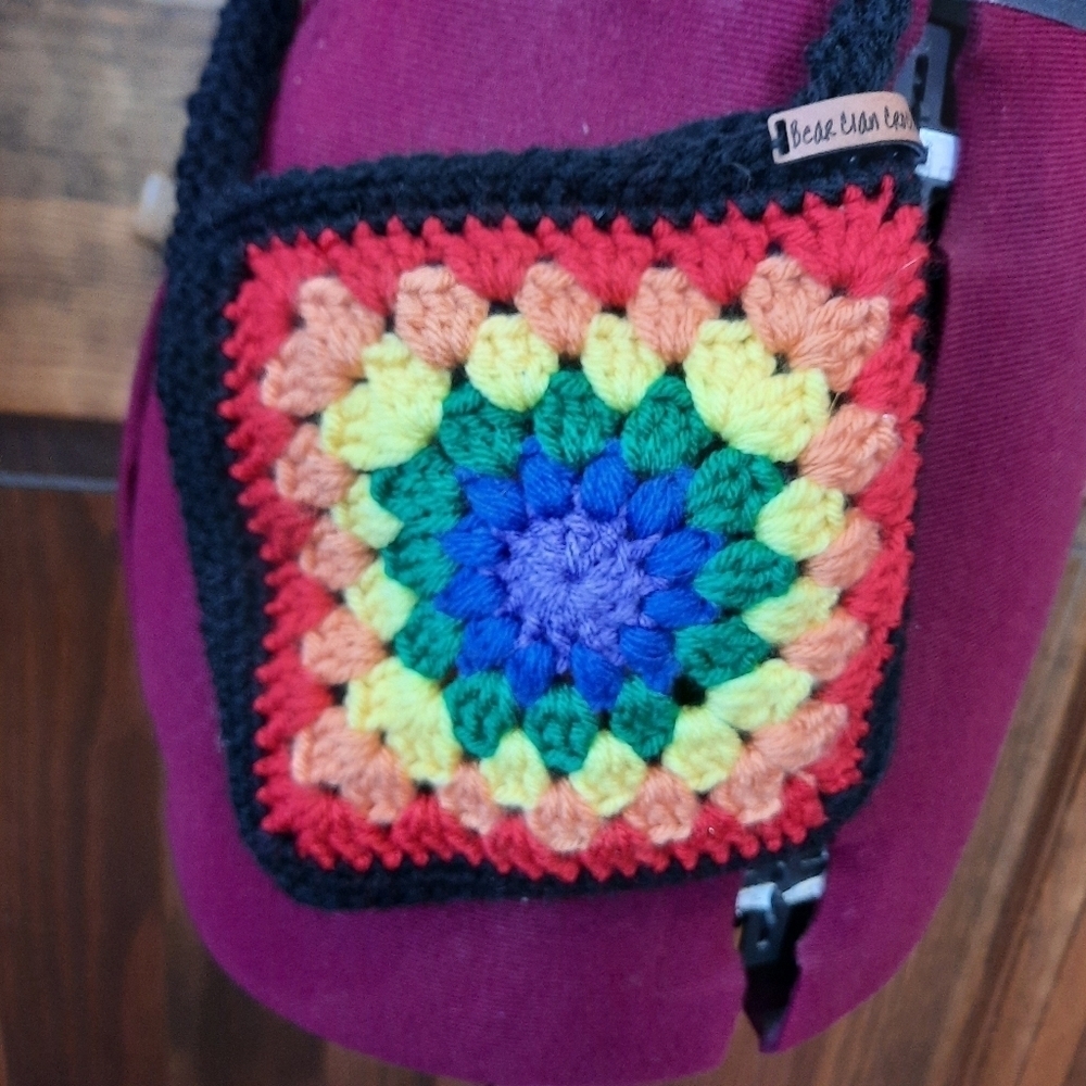 Bear Clan Crochet small granny square rainbow crocheted crossbody bag purse - Picture 5 of 7